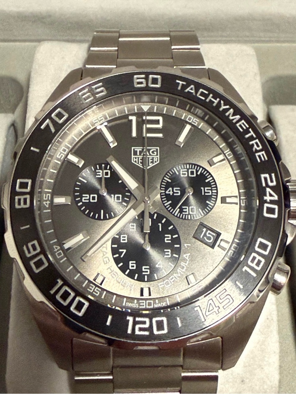 Tag Heuer Men’s Chronograph Watch in Silver and Black